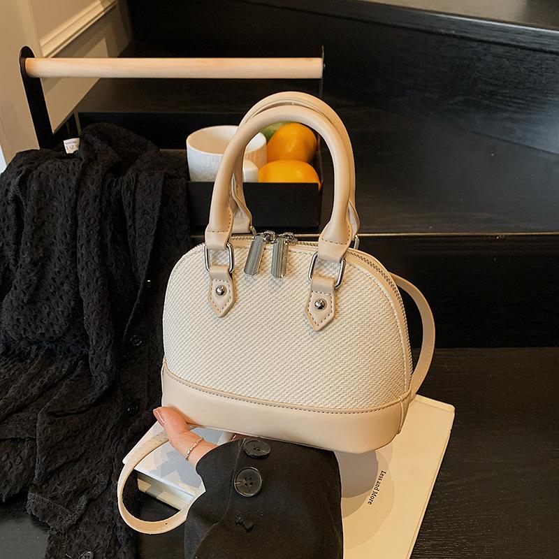 Retro Contrasting Shell Bag 2025 New Trendy Texture Versatile Handbag Casual Shoulder Bag Messenger Women's Bag