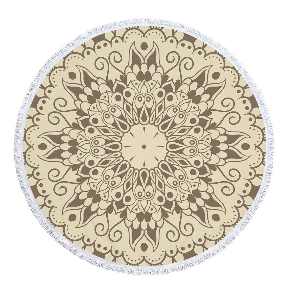Bohemia Mandala Round Beach Towel Tassels Microfiber Exotic Flower Geometric Pattern Bath Towel Picnic Yoga Mat Bikini Cover Up
