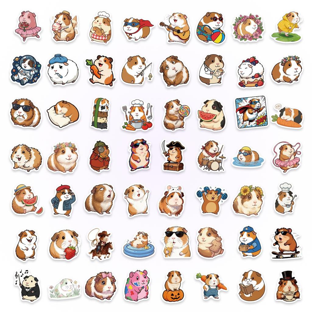 56/112 Pcs  Cute Guinea Pig Animal Stickers Scrapbook for Helmet Skate Cup Notebook Desk Stationery Box Removable Decals