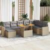 9-Cz. Garden Furniture Set With Cushions, Beige, Poly Rattan