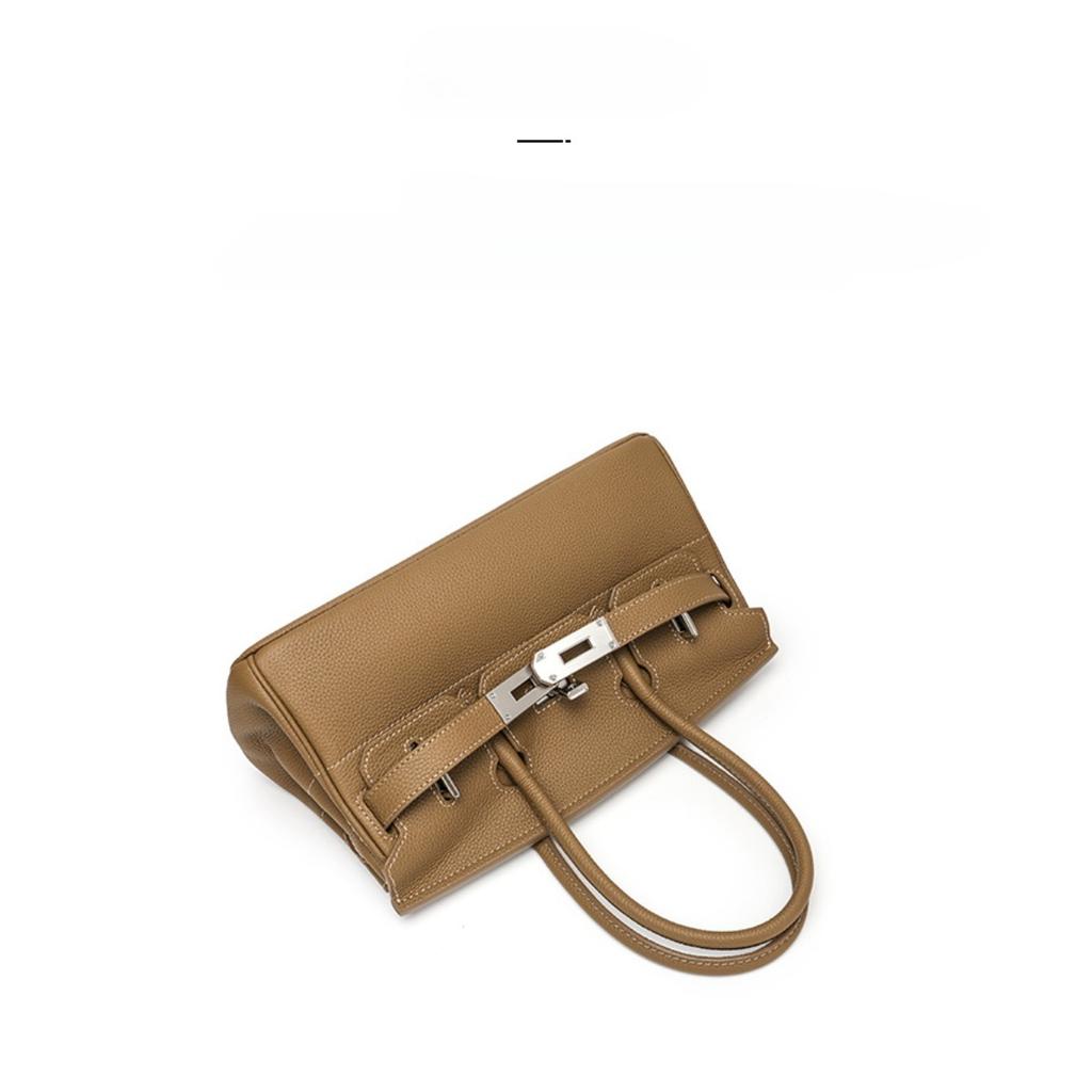 Top Layer Cowhide Togo Leather Horizontal Platinum Bag Leather Women's Bag 5 Large Capacity Commuter Tote Bag Shoulder Crossbody Bag