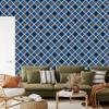 Blue Checkered Wallpaper, Blue, Navy Blue, and Gray, 50x1000