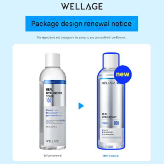 WELLAGE Real Hyaluronic 100 Toner, 200ml, 1 Unit