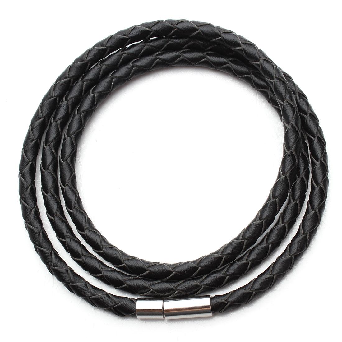 Louleur 3 Layers Genuine Braided Leather Bracelet Fit Original Charm Bracelets Making Pulseras Charm Wrap Bracelets  Wholesale чёрный