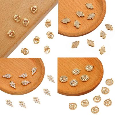 Copper Leaf Watch Zircon Charm Pendant for DIY Bracelet Necklace