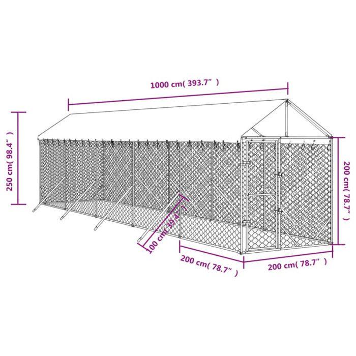 VidaXL Outdoor Dog Kennel with Silver Roof 2x10x2.5 M 3190484