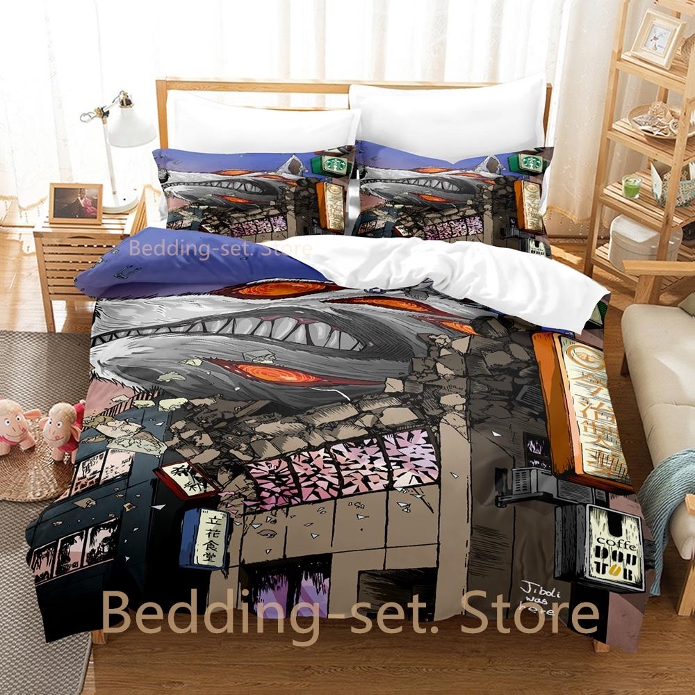 Fox Dveil Kon Chainsaw Man Bedding Set Single Twin Full Queen King Size Bed Set Adult Kid Bedroom Duvetcover Sets Anime Bed