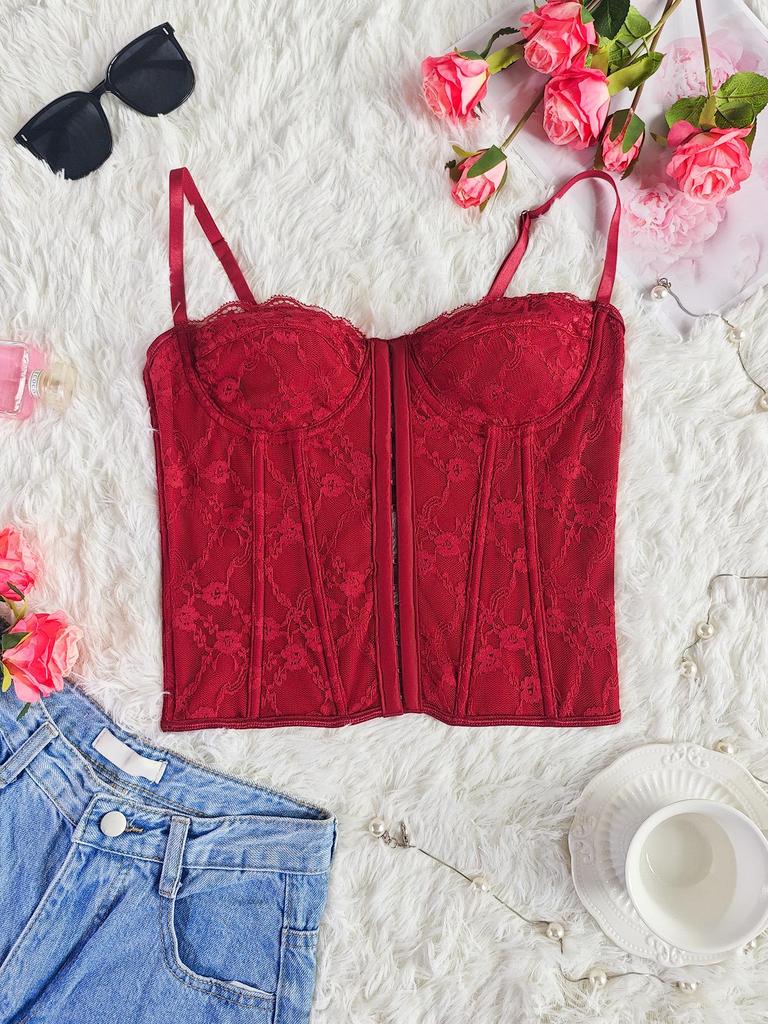 Strapless Jacquard Fishbone Corset Camisole Top