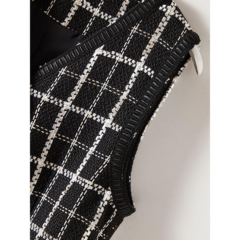 Pointed Single British Style Female Long Gradient Pattern V-neck Wool Vest Fall and Winter Bandage Dress Base Jumper Dress Welfare Grab