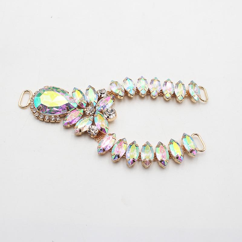 Charm 12Color 1pcsCrystal Chain DIY Garment sewing accessories Rhinestone bikini Connectors buckle fashion Beach SlipperChain