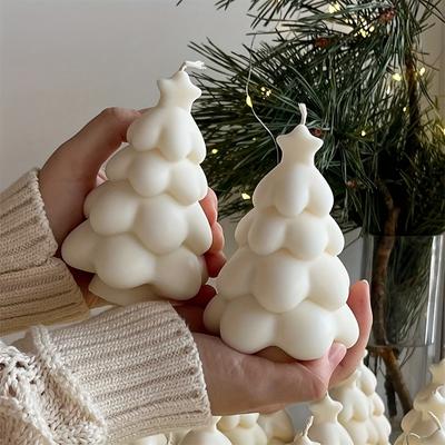 3D Christmas Tree Candle Mold - Elegant Layered Branch Design Silicone Wax Plaster Cement Soap Mold Suitable For DIY Holiday