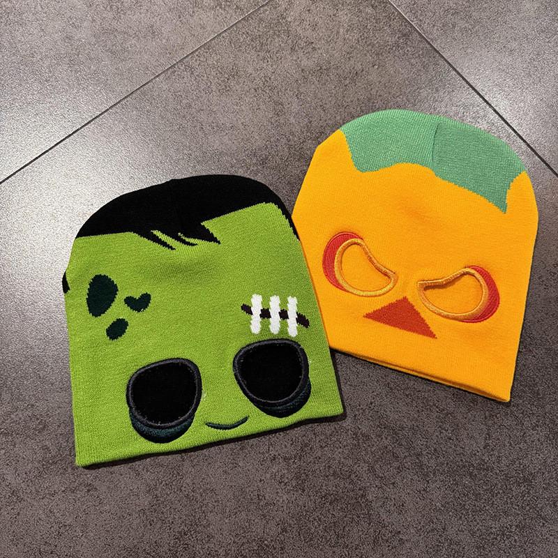 Halloween Skull Pumpkin Pattern Knitted Cap With Show Eyes Fashion Casual Hat