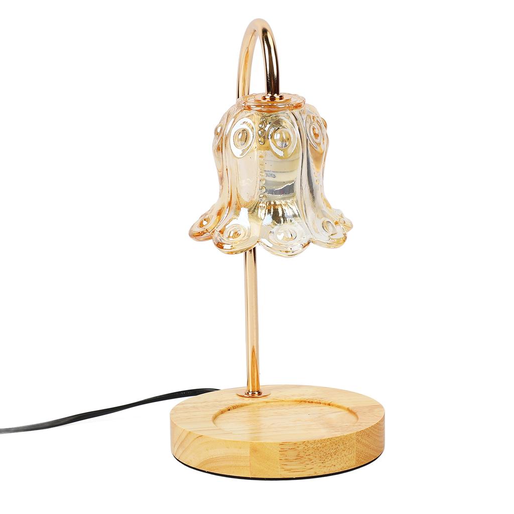 Candle Lamp Dimmable Timing Wooden Base Glass Lampshade Anti Slip Metal Pole Candle Warmer with