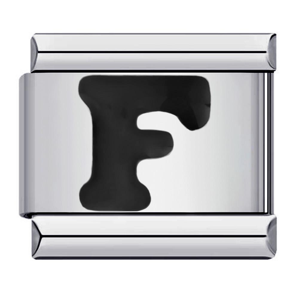 

Итальянский браслет-шарм с инициалом из черной нержавеющей стали