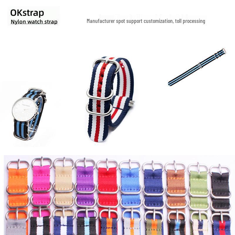 Silver Smooth Oval Buckle Nylon Watch Strap - Waterproof E-commerce Source Watch Band