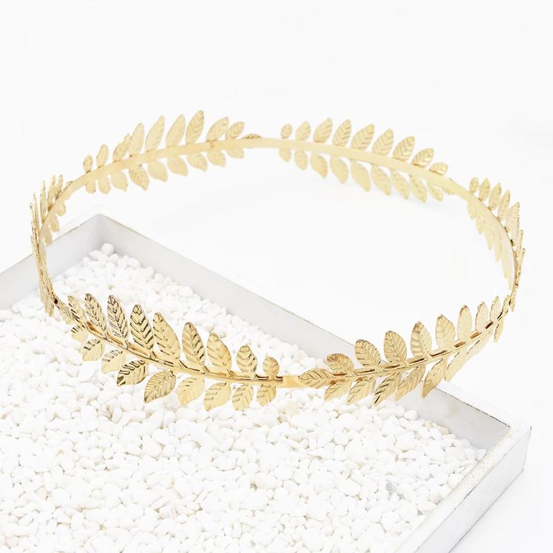 Fashion Gold Leaf Crown Laurel Tiara Grecian Leaf Back Headpiece Pearl Wedding Tiara Headband Hair Crown Bridal Hair Accessories