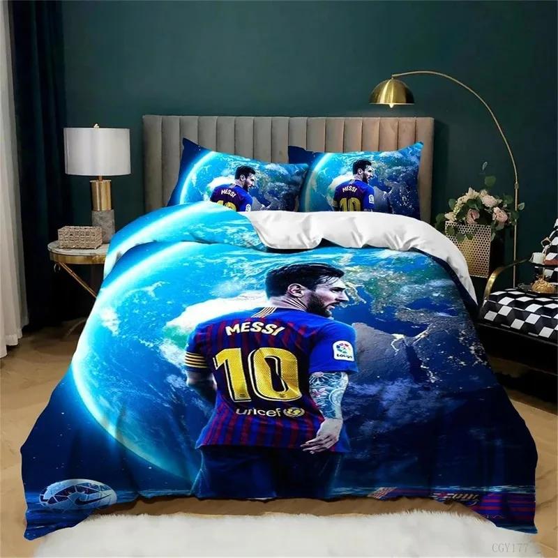 3D Football Star No.10 Bedding Set Teen Boys 3 Pieces Soccer Star Duvet Cover Set Soft And Breathable Comforter Cover Zipper