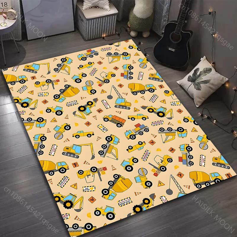 

Cartoon Construction Truck Print Carpet for Living Room Bedroom Bedside Sofa Table Floor Mat Large Size Home Area Rug Decor 40x60cm (16x24in)