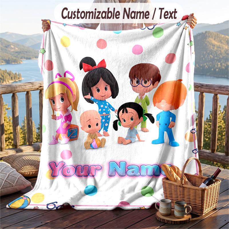 Cleo & Cuquín Flannel Blanket, Personalized Custom Name Text, Soft Warm Plush Throw Blanket For Gift