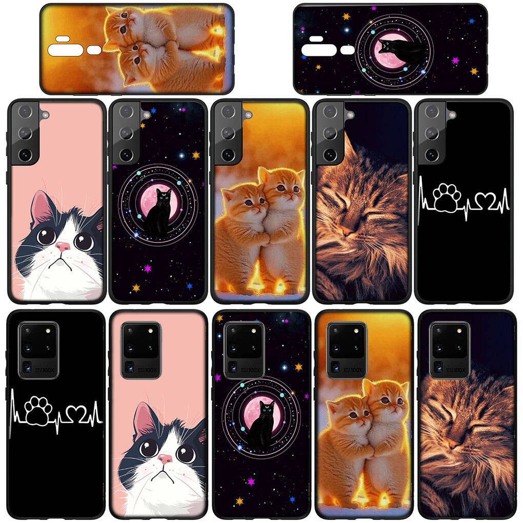 For Samsung Galaxy S25 S24 S23 S22 Ultra FE Plus A17 A37 A57 A56 A55 A06 A16 A15 A36 A26 A35 A05 A25 A54 A34 Phone Case Comics Cat Meow Lovely Cover