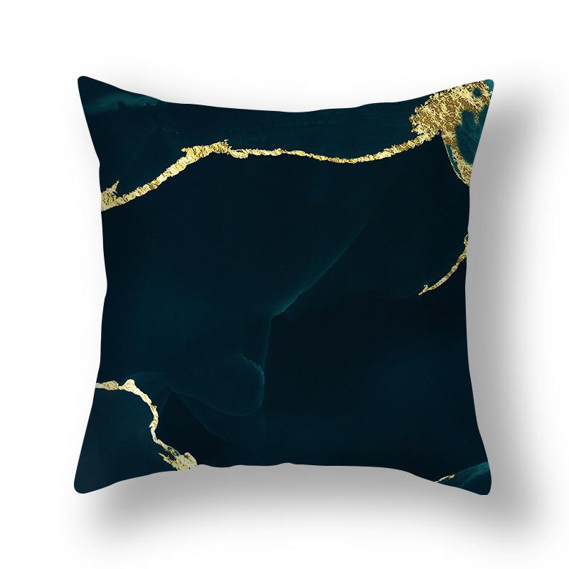 45x45cm Nordic Ins Abstract Gold Blue Marble Print Cushion Cover Sofa Office Seat Lumbar Pillow Cover Home Decoration