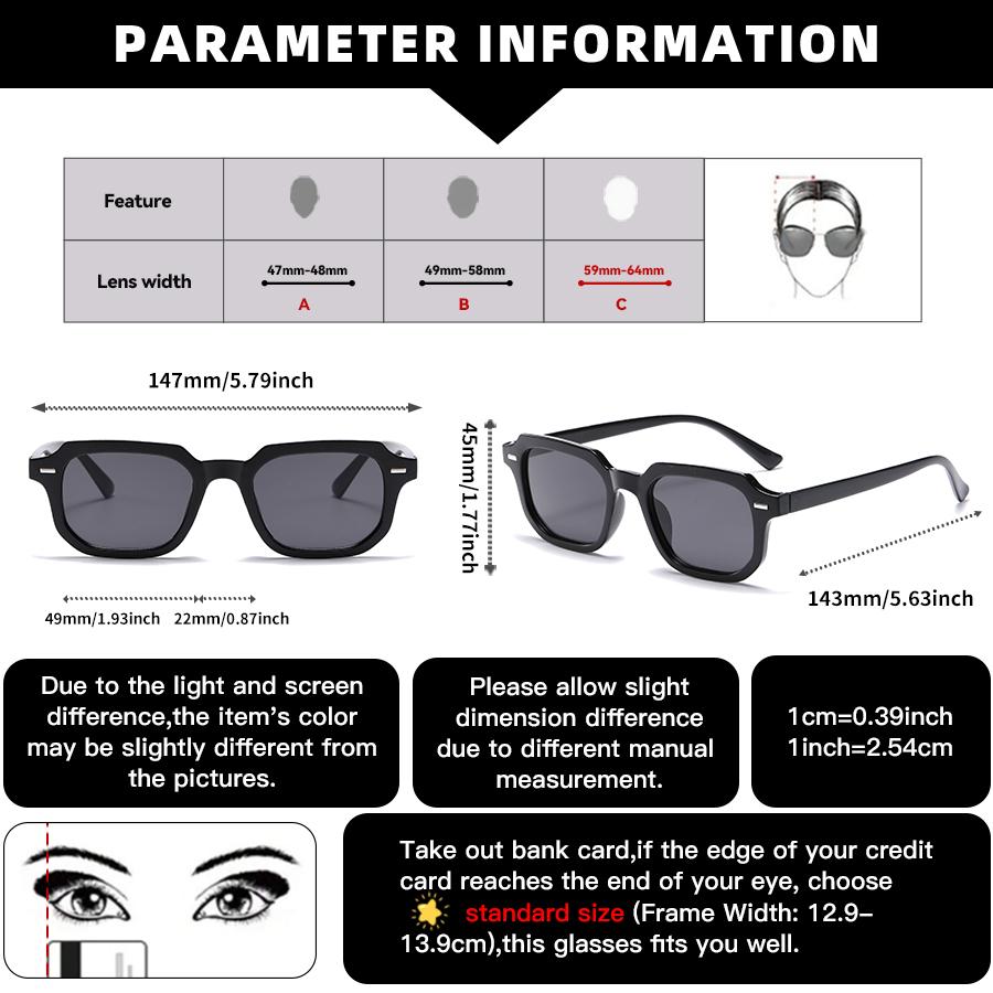 Men's Fashion Glasses New Trendy Square Frame Retro Rivet Y2K Music Festival Cool Street Style Decoration Suitable for Daily