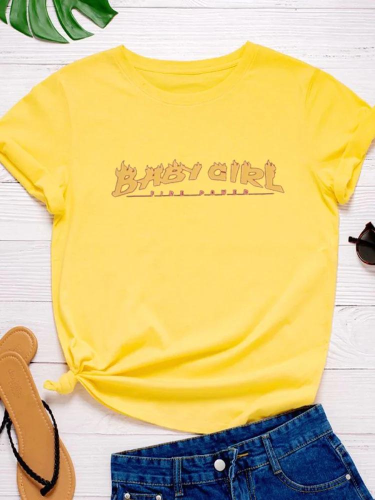 Baby Girl Golden Letter Print Women T Shirt Short Sleeve O Neck Loose Women Tshirt Ladies Tee Shirt Tops Clothes Camisetas Mujer
