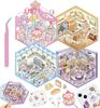 Set of 4 DIY 3D House Build Your Own Mini Cute Cartoon Animal Scene Stickers for Kids and Stress Time Killer Stickers, House, Adults, Relief, (Candy