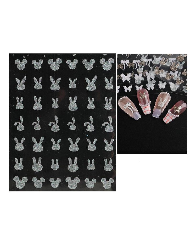 Laser Nail Stickers Butterfly Heart Star Design Adhesive Slider Decals Nail Art Stickers Manicure Decorations