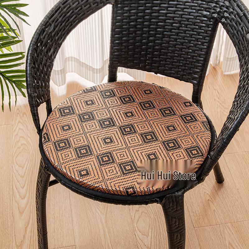 Non-slip Washable Ice Silk Rattan Round Seat Cushion for Dining Chair