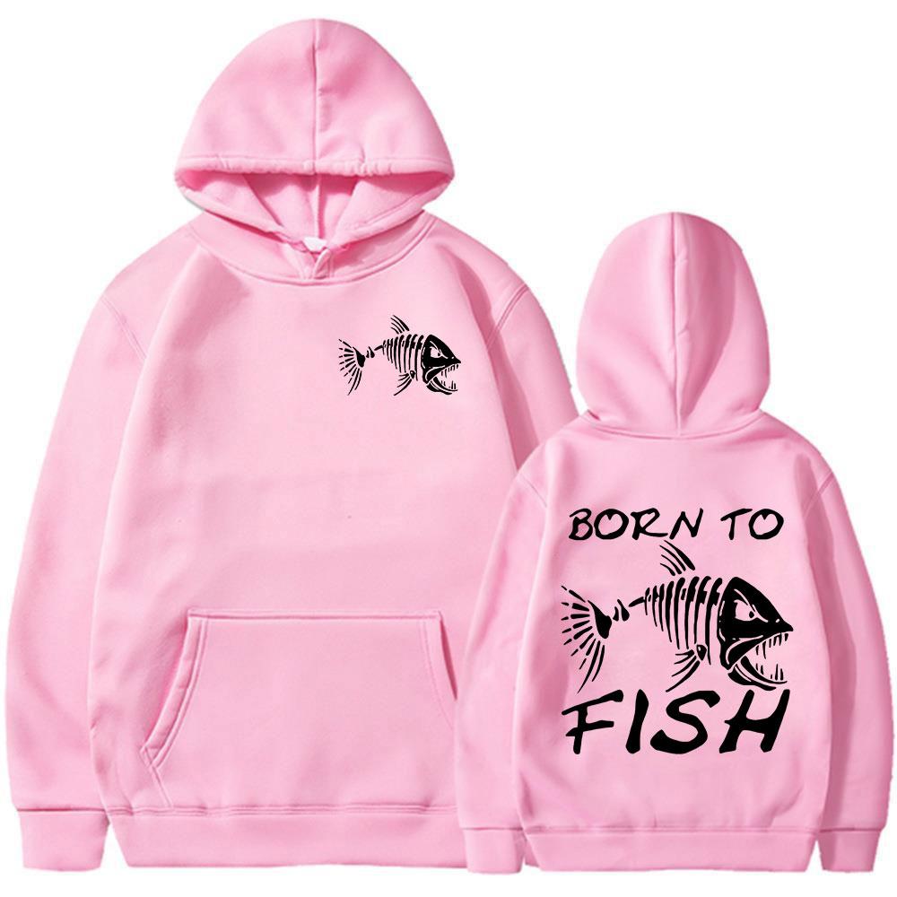 Born To Fish Funny Fashion Fisherman Hoodies Humor Fishing Lover Long Sleeves Sweatshirts Men's Clothing Loose Pullovers