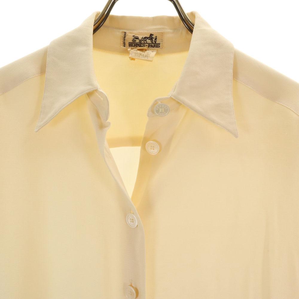 Hermes French Silk Blend Old Long Sleeve Shirt 38 Beige Women Used