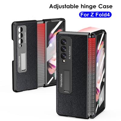 Sliding Adjustable Hinge Case For Samsung Galaxy Z Fold 4 Plain Full Protection Kickstand Cover With Screen Glass