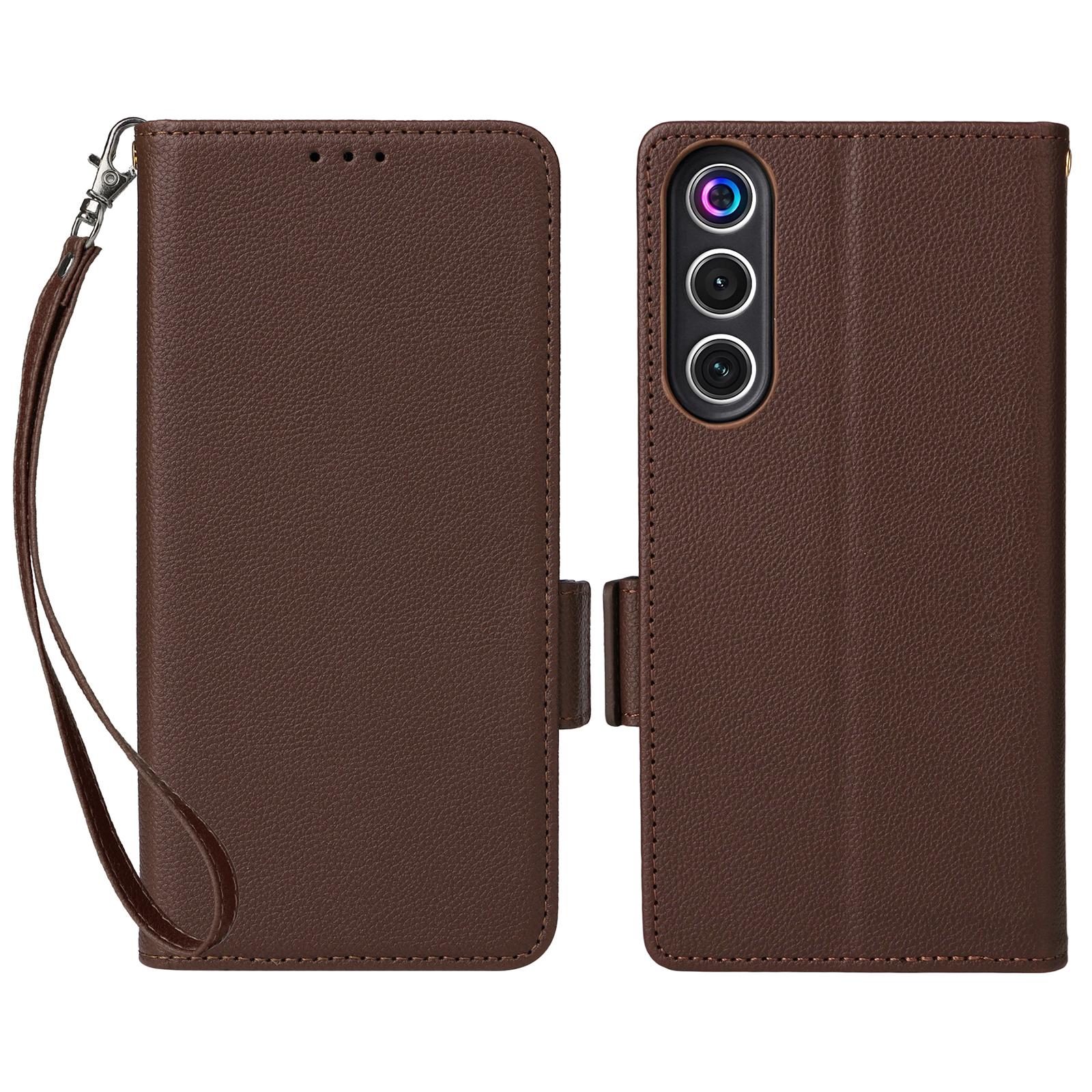 

For ZTE nubia Redmagic 10 Air 5G Case with Wrist Strap Litchi Texture PU Leather Wallet Phone Cover Brown