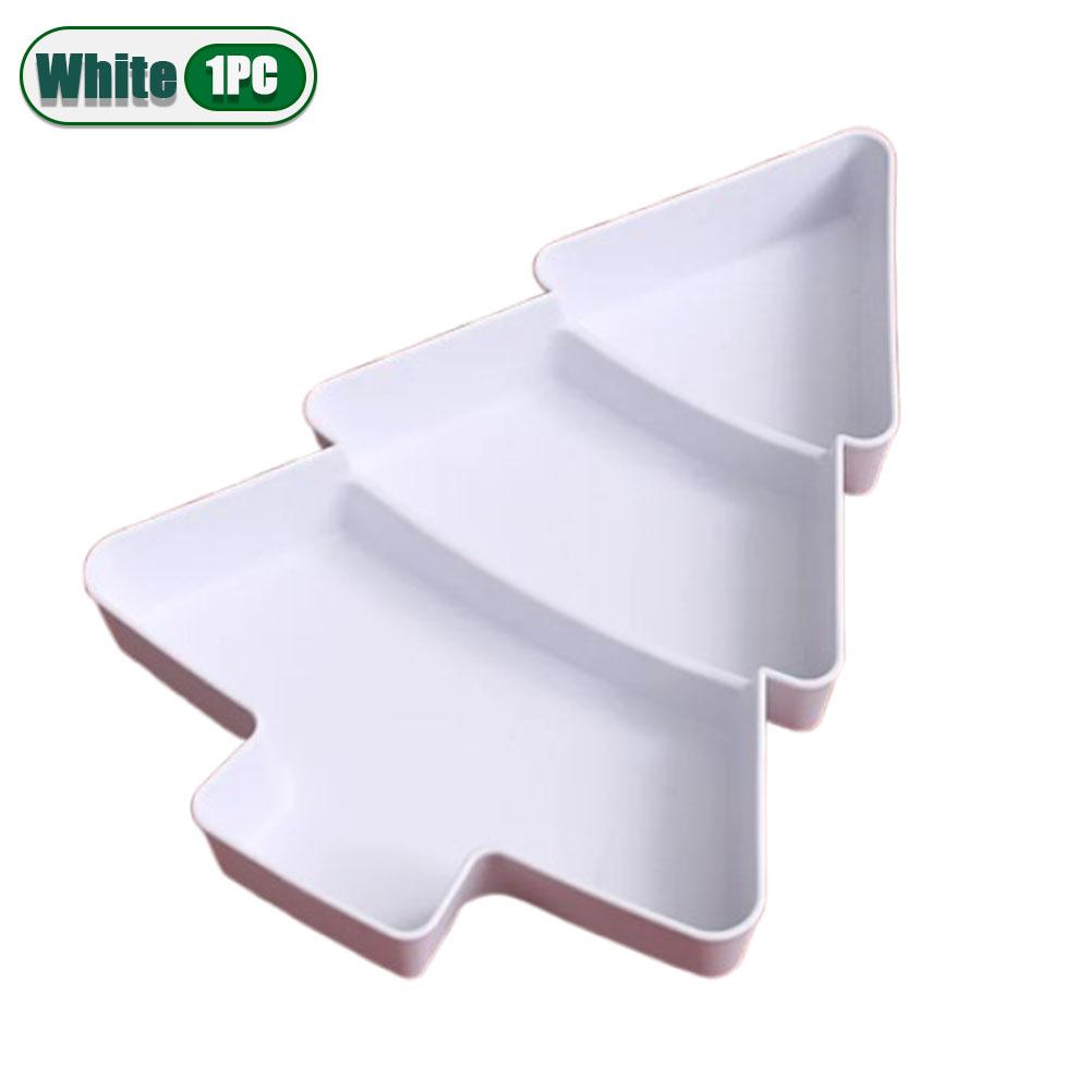 1-10PCS Christmas Plastic Candy Snack Plates Divided Fruit Plates Christmas Tree Shape Melon Seed Tray Home Party Decor