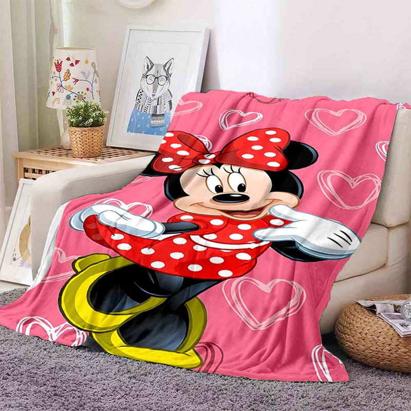 Multi-Sizes Minnie Mouse Cartoon Print Blanket Warm Soft Flannel Material Suitable for All Seasons Adult Children Luxury Gifts