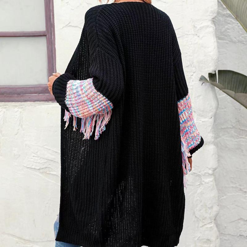 IHUASU Autumn and Winter Women's Sweater Fringed Knitwear Knitted Sweater