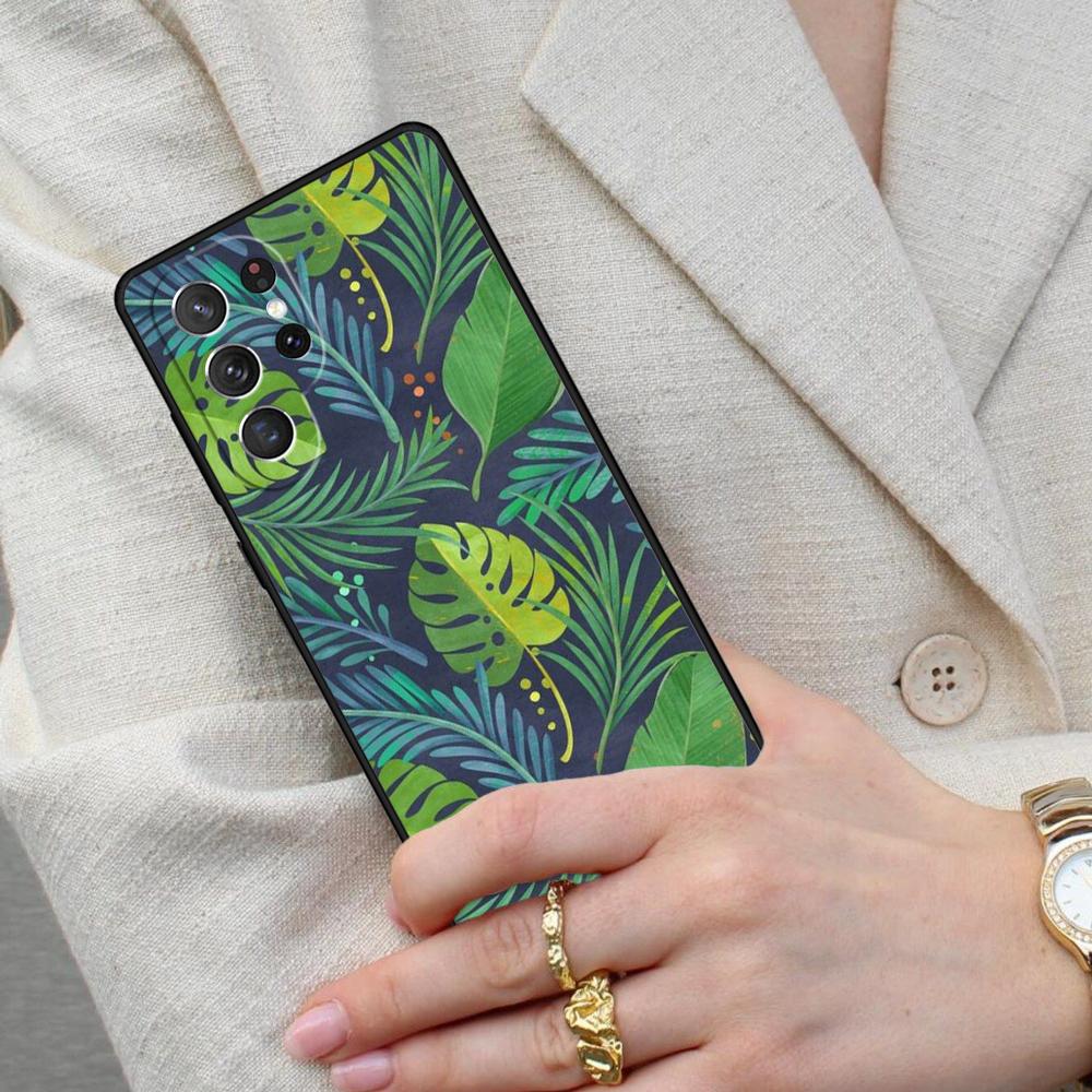 Tropical Leaves Banana Leaf Cell Phone Case for Samsung Galaxy S26 Ultra S25 S24 S23 S22 S21 S20 Note10 Cover