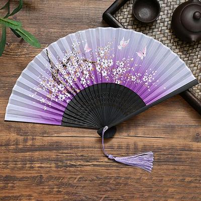 Multi-pattern Quality Vintage Style Handmade Bamboo Wooden Colorful Folding Fan Dance Hand Fan Fan Crafts Home Decoration