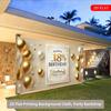 2D Gold Balloon 18 Happy Birthday Party Decoration Backdrop with Ribbon