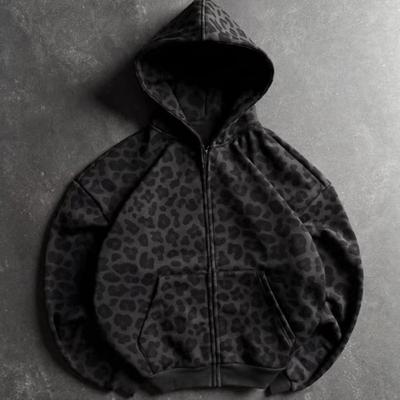 Felpa con cappuccio 3D Stampa Leopardo Vintage Y2K Streetwear Gotico con Zip
