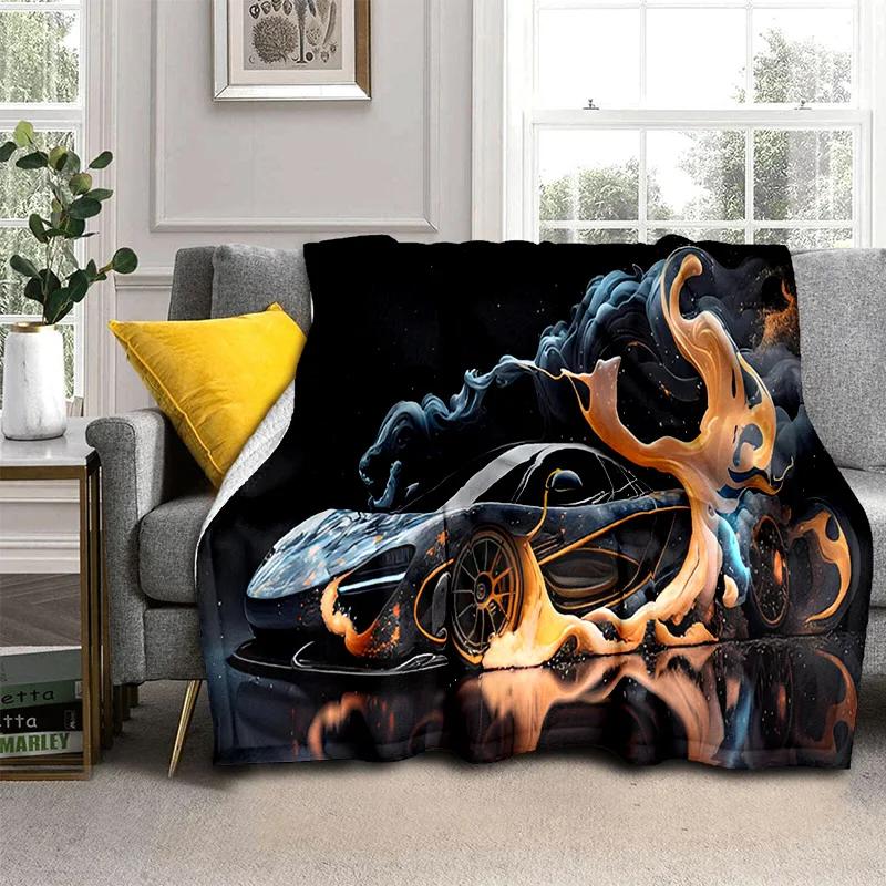 Coperta Cartone Animato Auto Sportiva Futura 3D HD Concept Car, Coperta Morbida da Divano per Casa Camera da Letto Letto Divano Picnic Viaggio Coperta per Bambino
