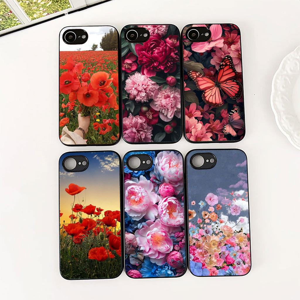 Weiche Hülle für Apple iPhone 17 Pro XS Max Air 6 7 8 Plus 5 + SE 2022 SE2 16E Hülle Handyhülle Mohnblume Blüte Mode