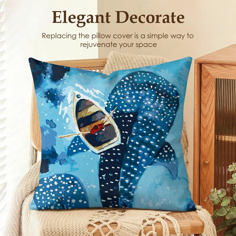 Marine Animals Summer Ins Cushion Cover Natural Linen Organic Fabric Double-Sided Printing Sofa Home Decor Gift Pillow Case