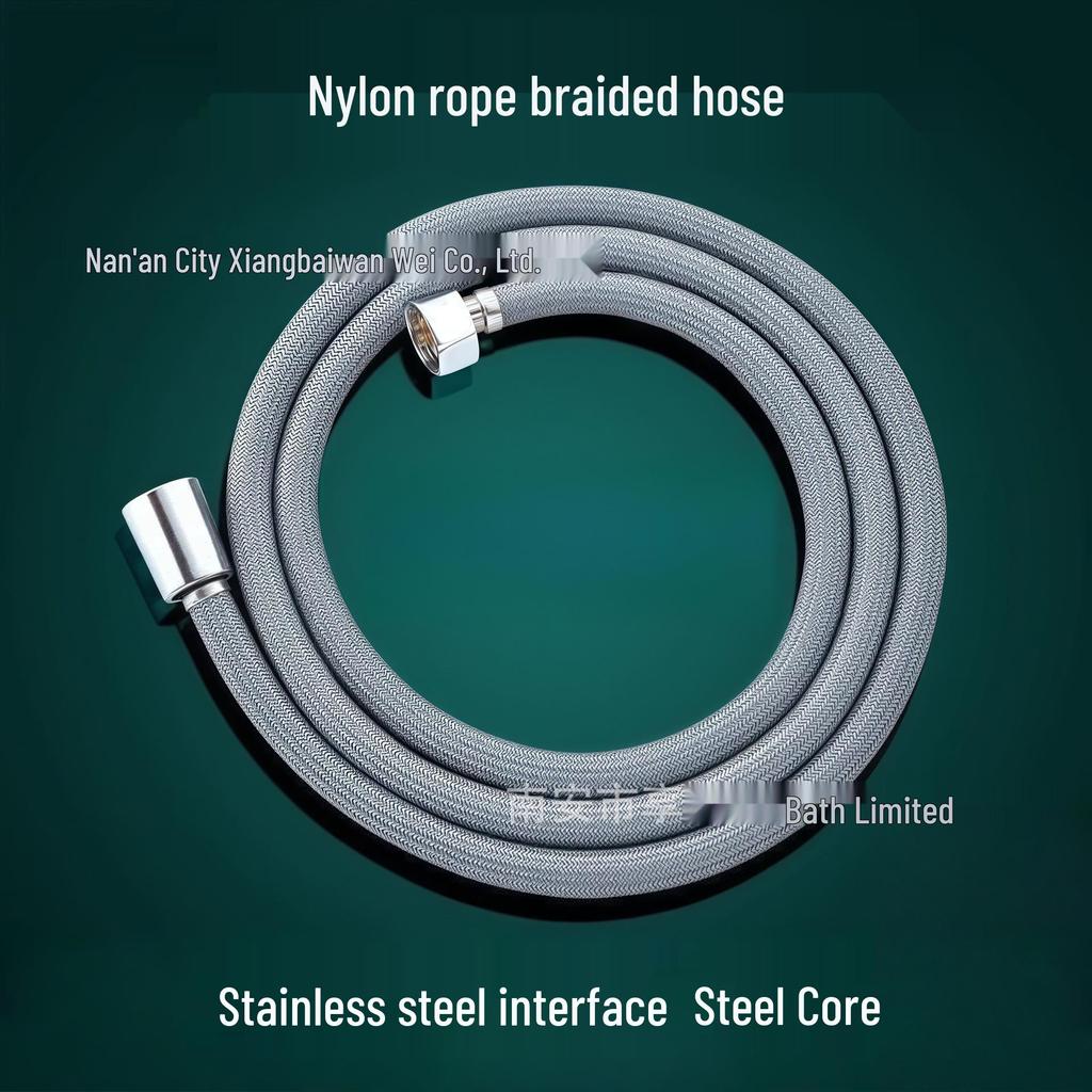 Nylon Woven Shower Hose & Head Holder, 4-Point Universal, Explosion-Proof Hot/Cold Bath Pipe