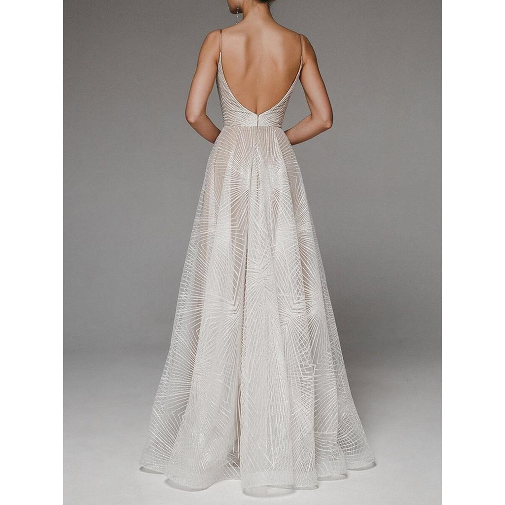 Spring Summer New Women's Long Dress, European American Sexy Sleeveless Strappy Embroidered Party Gown Dress