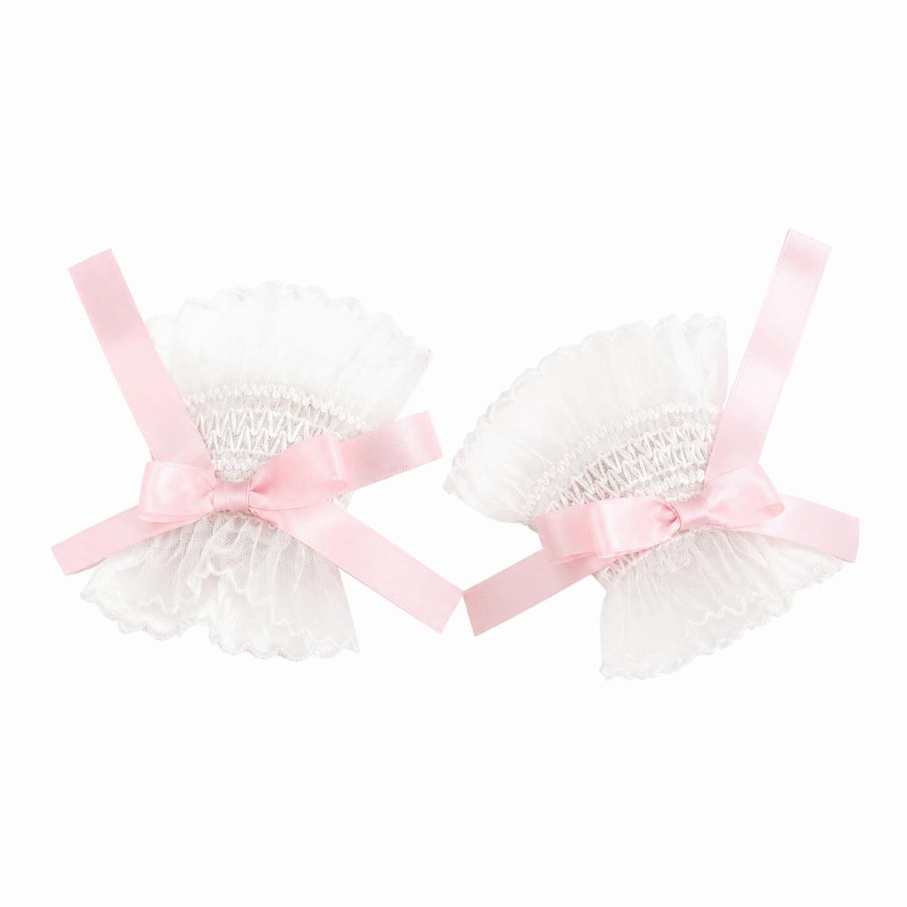 Y2K Bow Lace Wrist Sleeves Pleated Ruched Fake Flared Sleeves Sweet False Cuffs Cosplay Party