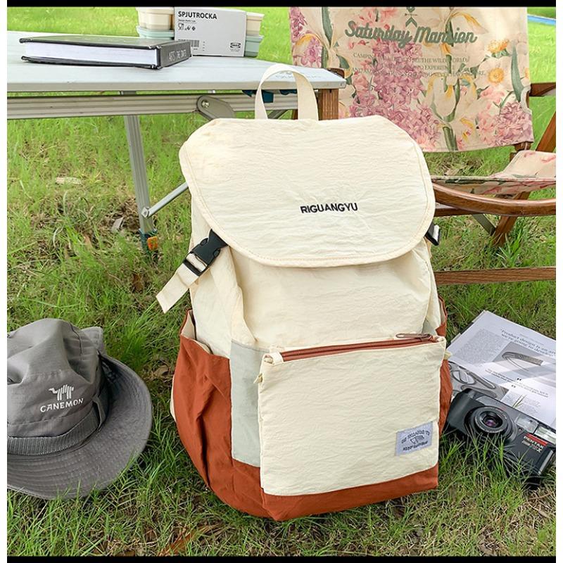 School bag new high-value fresh and sweet contrasting color splicing backpack couple light travel mountaineering backpack
