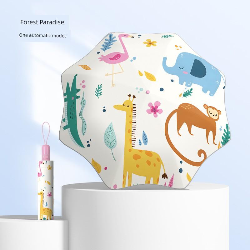 Cartoon Fully Automatic Children's Umbrella with Safety Rounded Corners, Anti-Puncture, Sun Protection, Rain Protection, Anti-Rebound, and Dual-Use