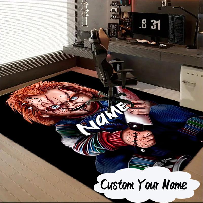 Custom Name Chucky's Bloody Tale Carpet, Chair Rug,Area Rug for Office Bedroom living rooms bedroom, Doormat decor Christmas fan gifts